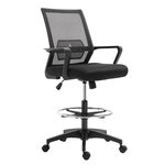 HOMCOM Fauteuil de bureau chaise de bureau assise haute réglable dim. 64L x 59l x 104-124H cm pivotant 360° maille respirante noir