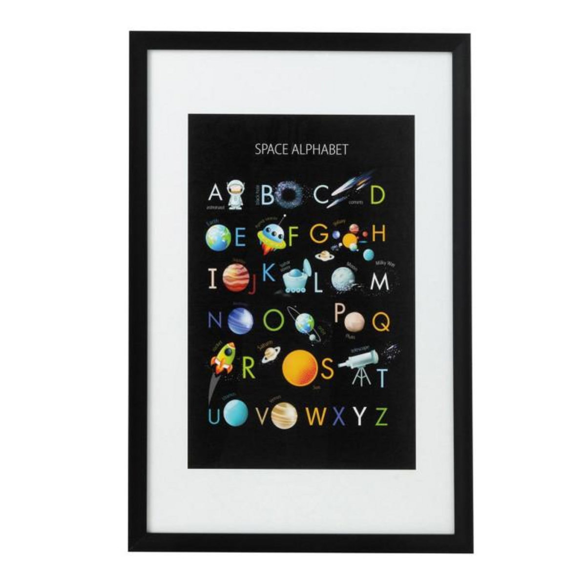 Paris Prix Affiche Murale Déco  Alphabet Astronaute  40x60cm Noir