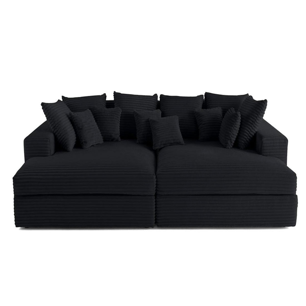 LISA DESIGN Collins - canapé droit 4 places avec double méridienne - assise profonde - velours côtelé grosses côtes