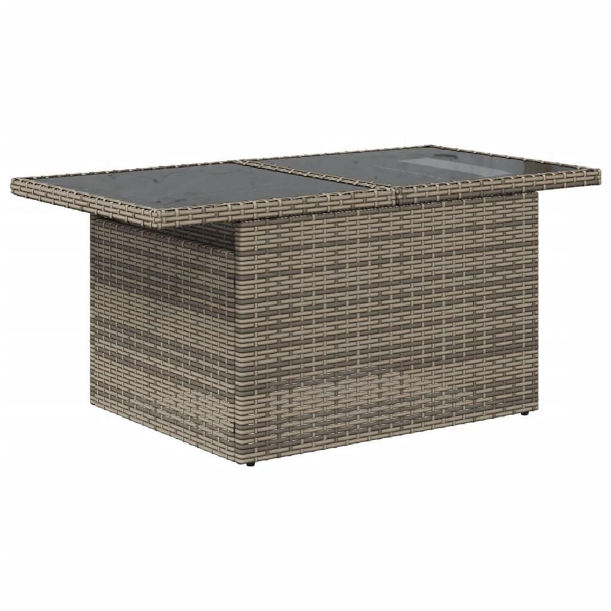 VIDAXL Table de jardin dessus en verre gris 100x55x73cm resine tressee