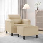VIDAXL Fauteuil avec repose-pied Creme 60 cm Tissu microfibre