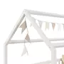 IDIMEX Lit cabane NINA lit enfant simple montessori en bois 90 x 190 cm, en pin massif lasuré blanc