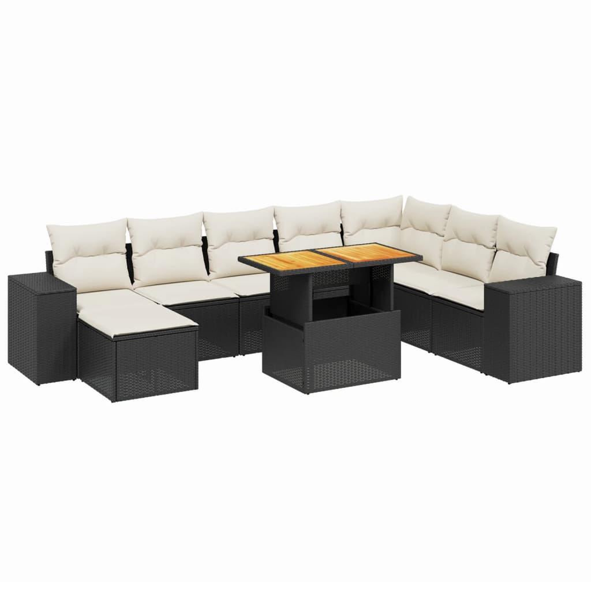 Voir la diapositive 2 : VIDAXL Salon de jardin 9 pcs avec coussins noir resine tressee