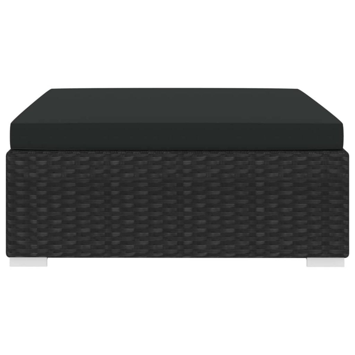 VIDAXL Repose-pied sectionnel 1 pc avec coussin Resine tressee Noir