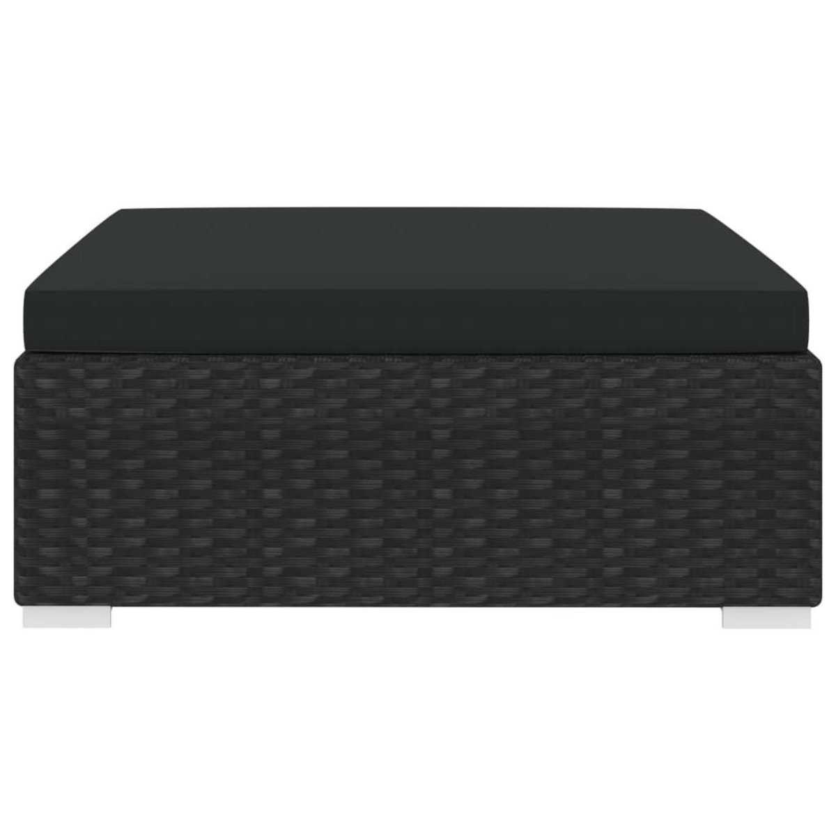 VIDAXL Repose-pied sectionnel 1 pc avec coussin Resine tressee Noir