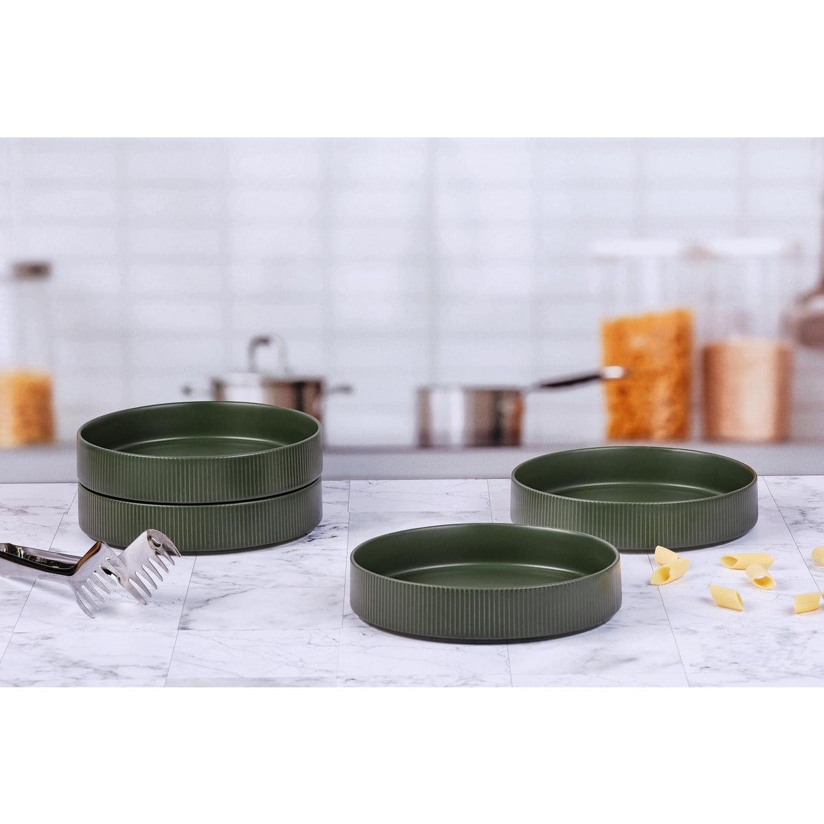 BJORN Assiette creuse SCANDI Ø21,5cm - 4 pièces - Olive