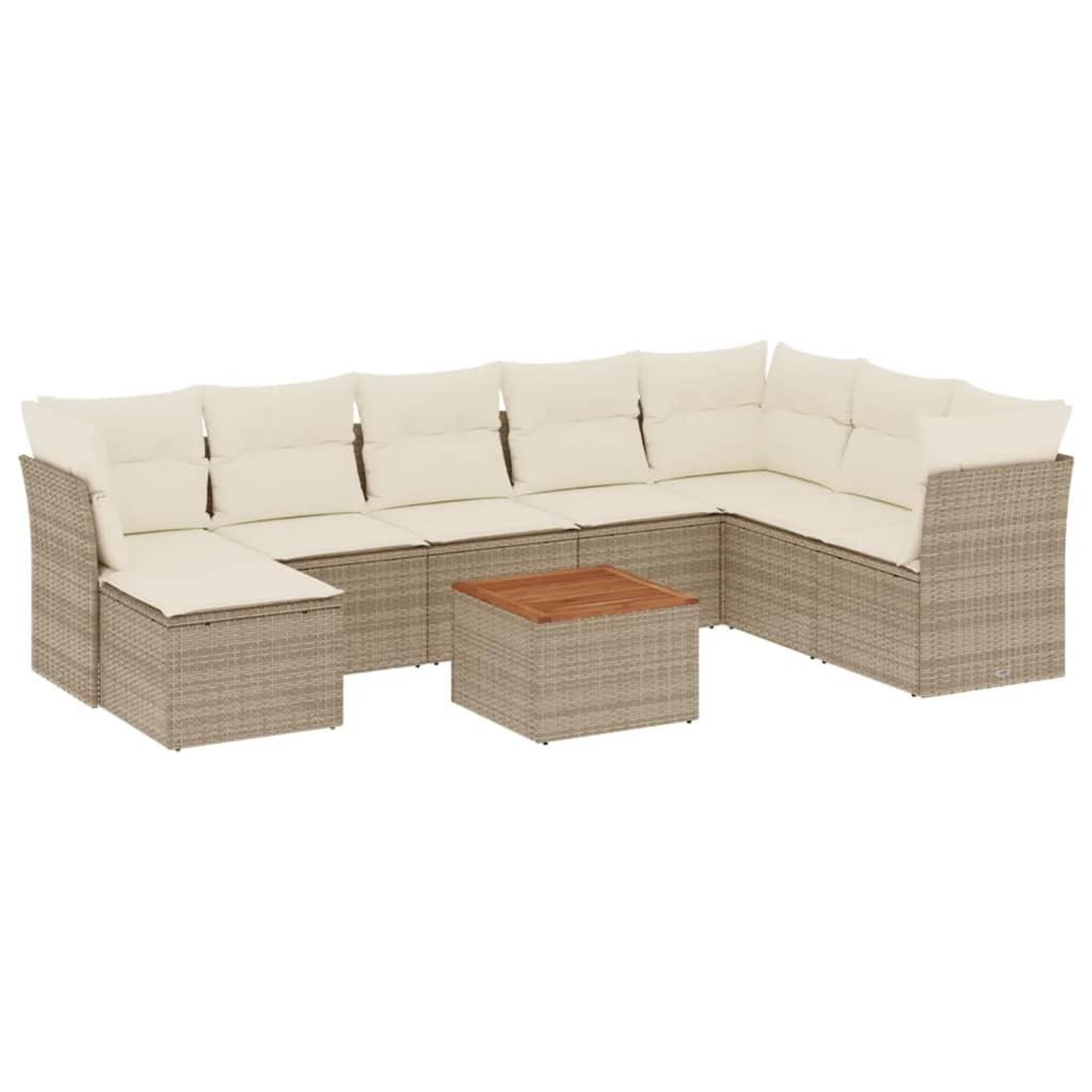 Voir la diapositive 2 : VIDAXL Salon de jardin avec coussins 9 pcs beige resine tressee