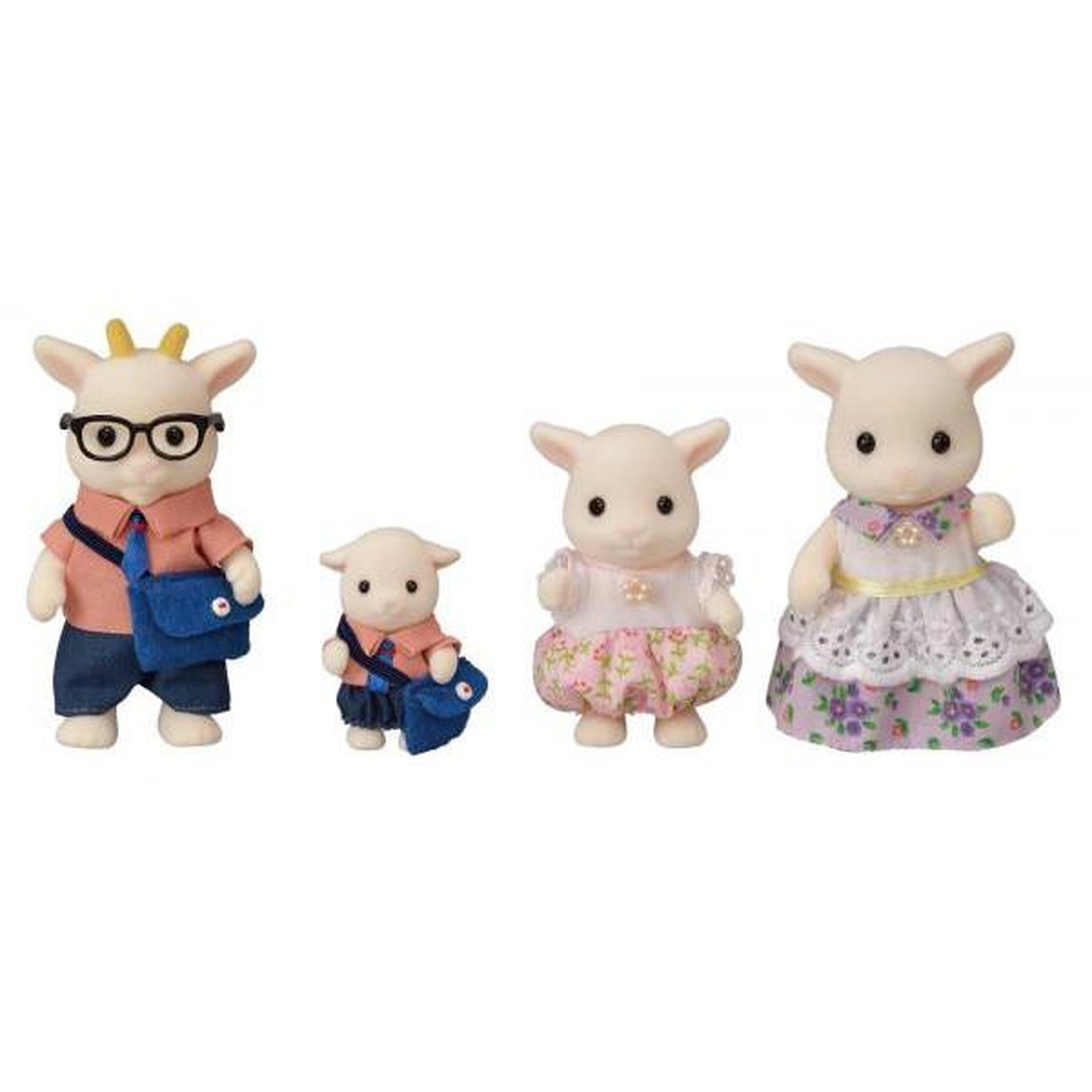 Voir la diapositive 2 : Sylvanian Families Figurines miniatures - SYLVANIAN FAMILIES - La famille Chevre - 4 personnages articulés et habillés avec soin