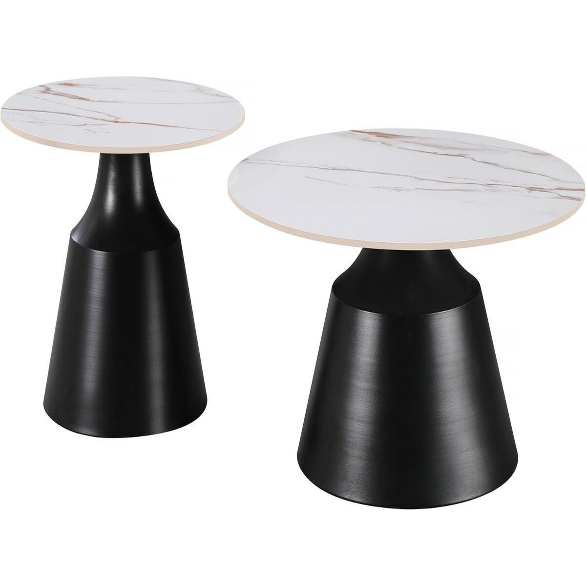 Habitat et Jardin Lot de 2 tables basses gigognes en céramique  vulca  - 70 x 70 x 43 cm - blanc