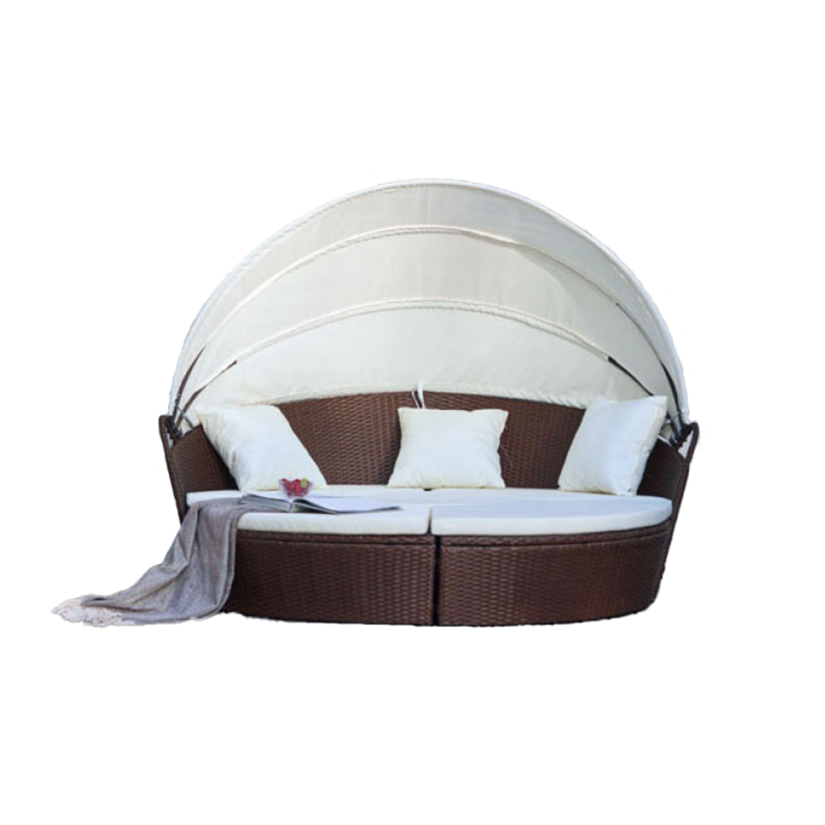 CONCEPT USINE Salon de jardin modulable 4-6 pers en résine tressée poly rotin marron CIRCO