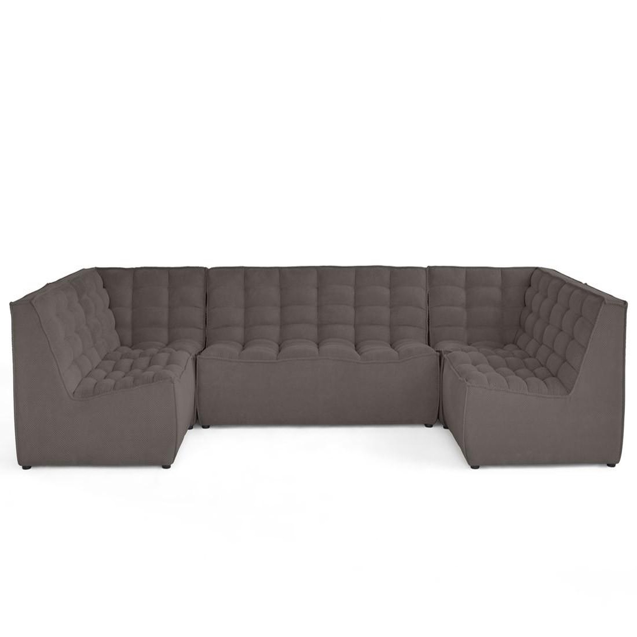 Voir la diapositive 1 : LISA DESIGN Ellie - canapé modulable panoramique 7 places en velours texturé