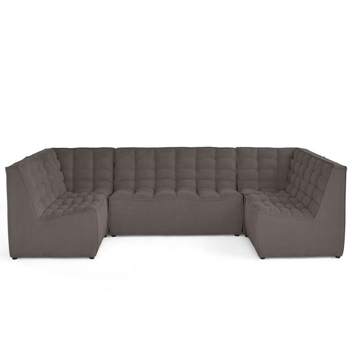 LISA DESIGN Ellie - canapé modulable panoramique 7 places en velours texturé