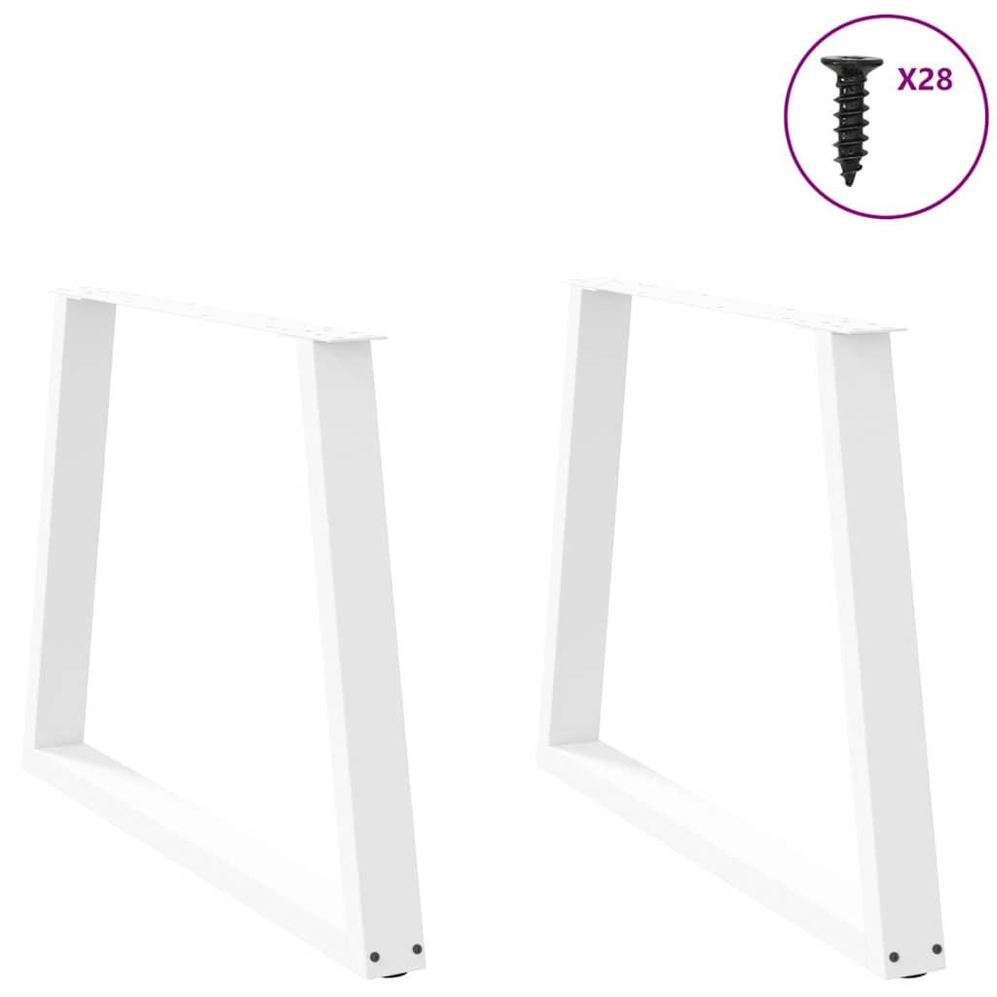 Voir la diapositive 3 : VIDAXL Pieds de table a manger forme de V 2 pcs blanc 100x(72-73,3) cm