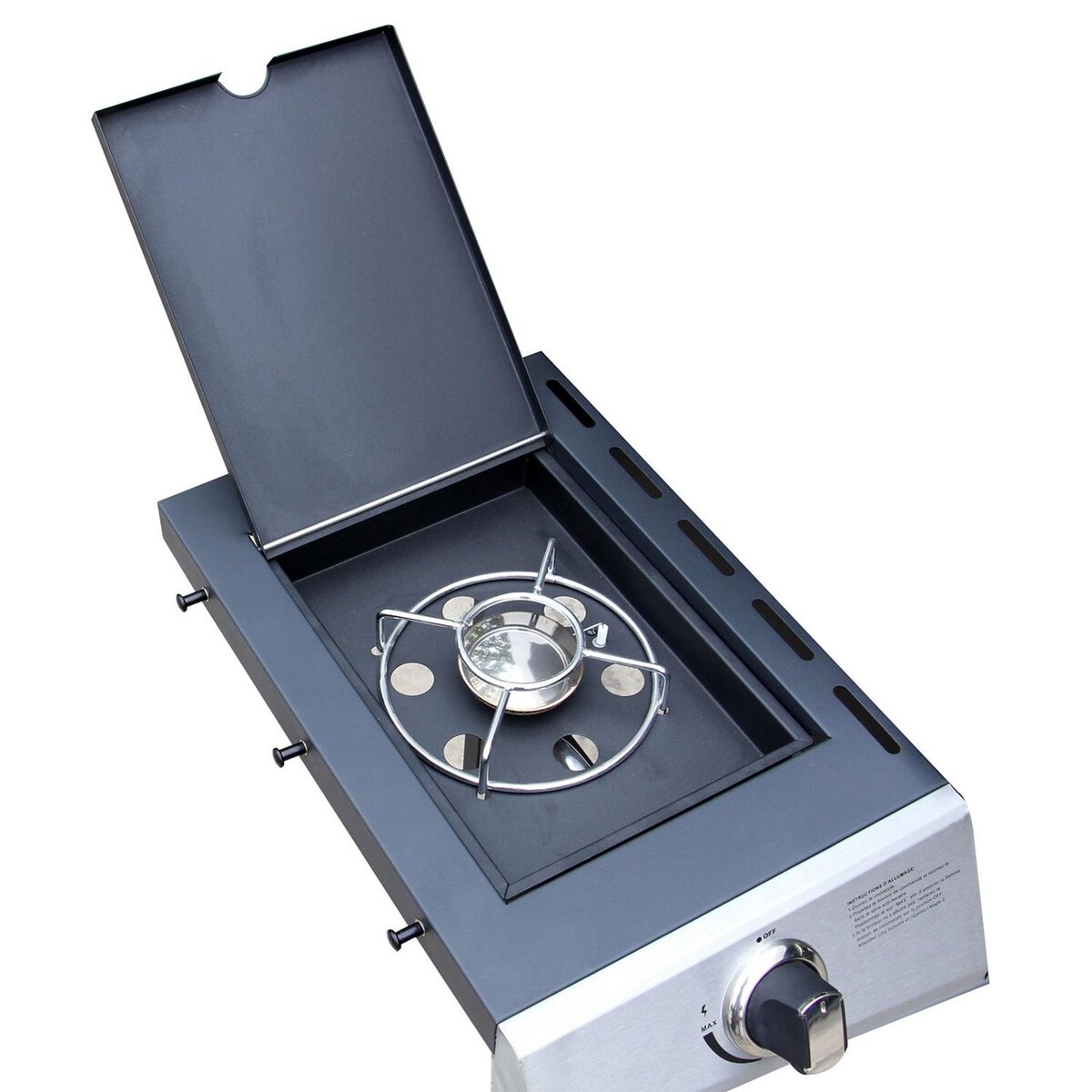 CONCEPT USINE Barbecue à gaz et plancha 3 + 1 brûleurs avec ustensiles ACOMA