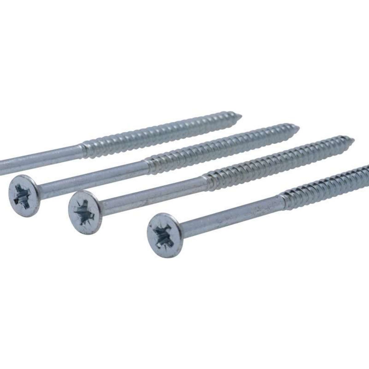  Vis à bois tête fraisée PZ zinguée Vissal filet total 6x140 mm  x4 vis