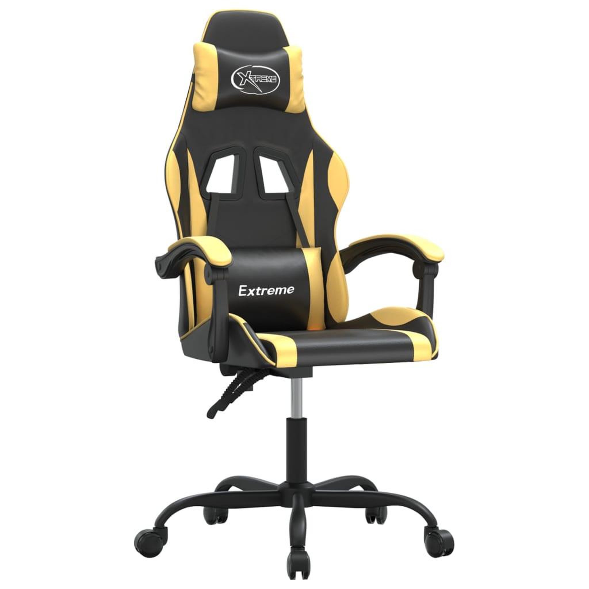 Voir la diapositive 2 : VIDAXL Chaise de jeu pivotante Noir et dore Similicuir