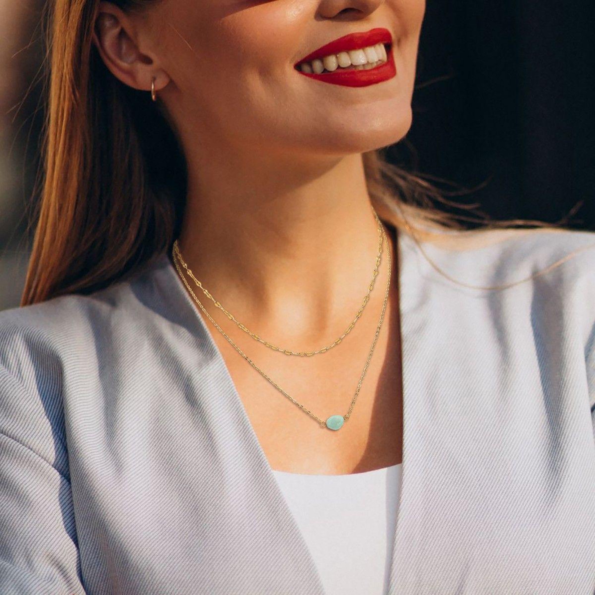 Voir la diapositive 2 : SC CRYSTAL Collier multi rangs par SC Crystal orné d'une amazonite