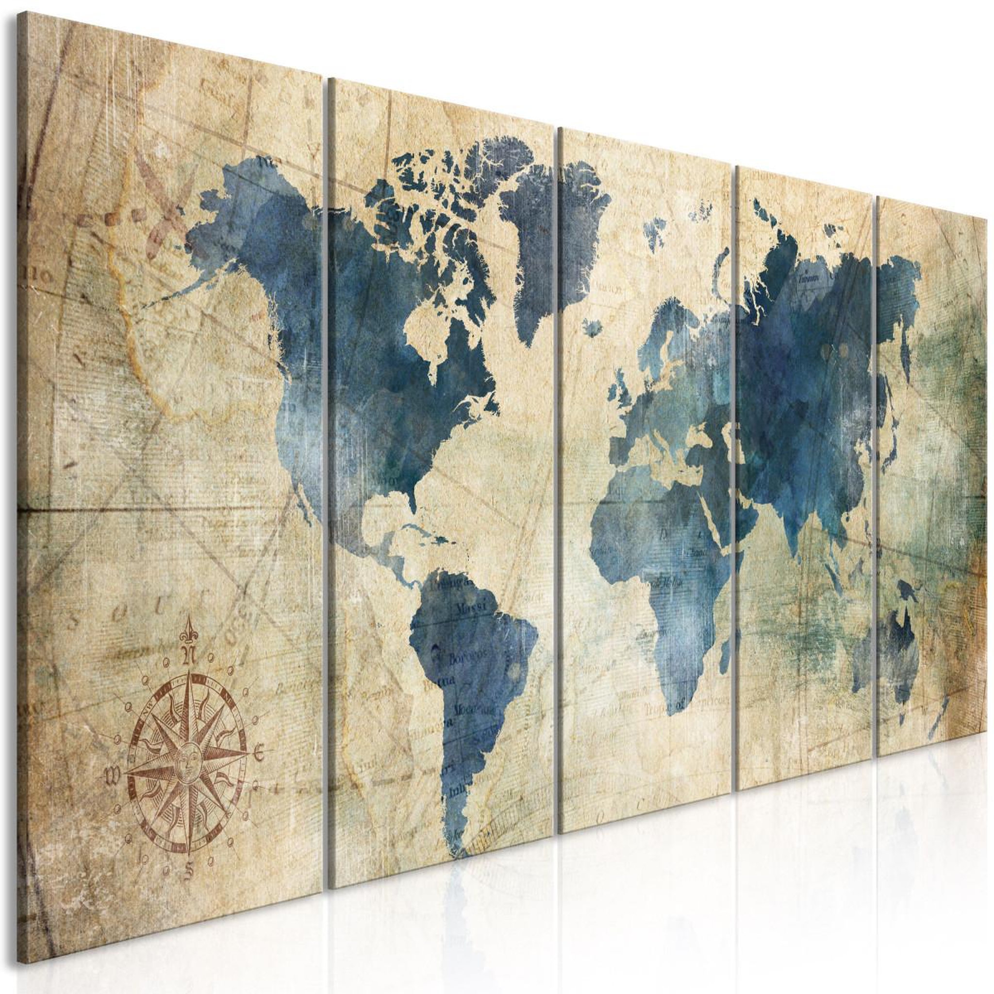 Paris Prix Tableau imprimé 5 panneaux  retro map narrow. Coloris disponibles : Multicolore
