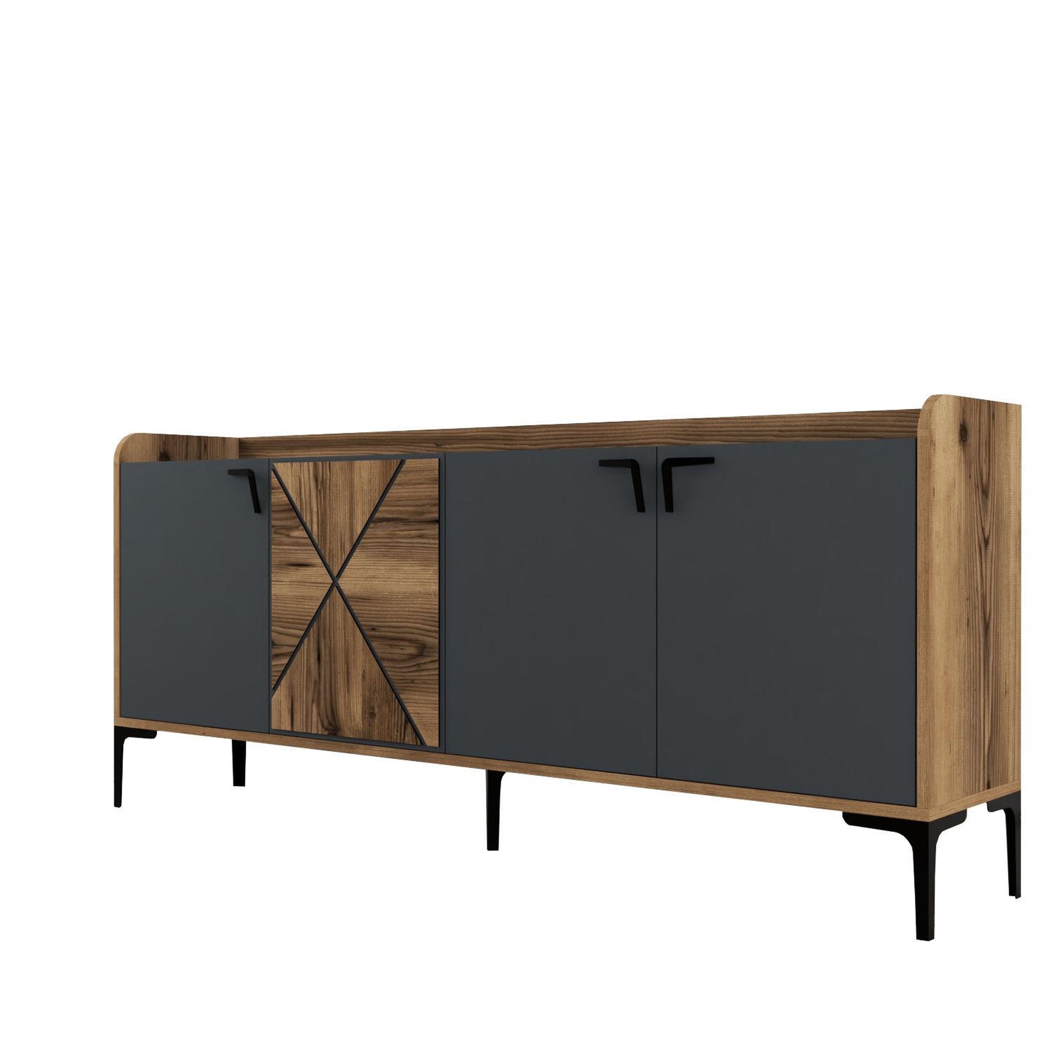 Habitat et Jardin Buffet en bois  venedik  - 180 x 35 x 78 cm - gris anthracite