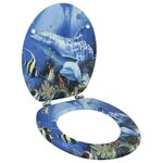 VIDAXL Siege de toilette avec Couvercle MDF Dauphins