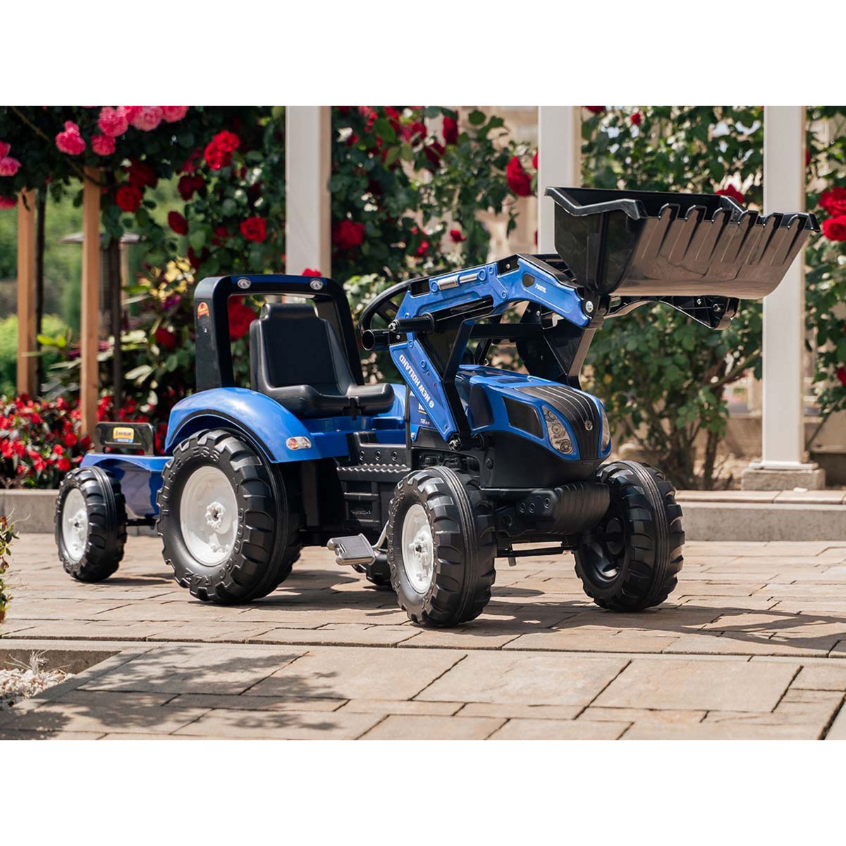 FALK Tractopelle enfant New Holland avec remorque 3 à 7 ans - Falk