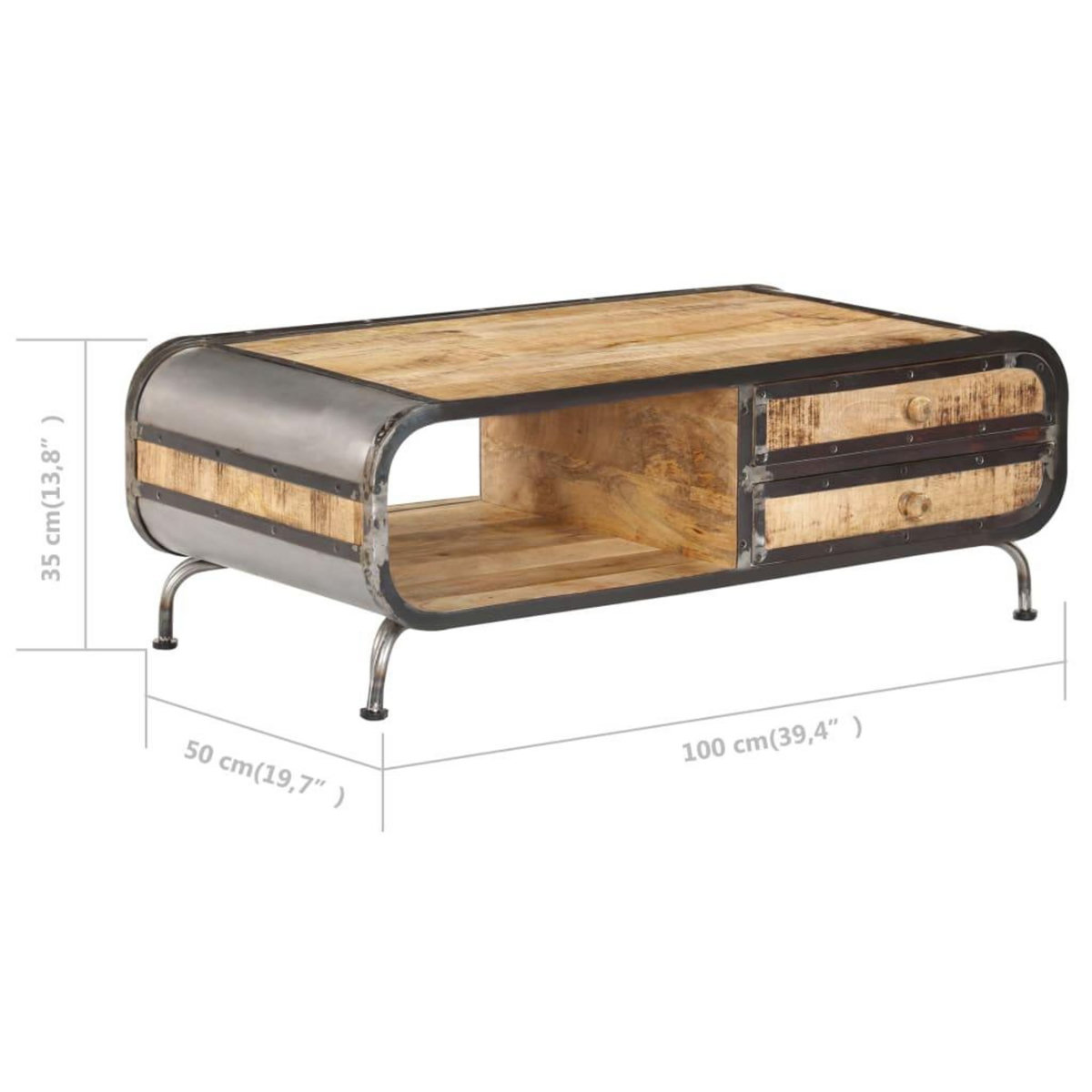 VIDAXL Table basse 100x50x35 cm Bois de manguier massif