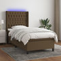 Voir la diapositive 1 : VIDAXL Sommier a lattes de lit matelas LED Marron fonce 80x200cm Tissu