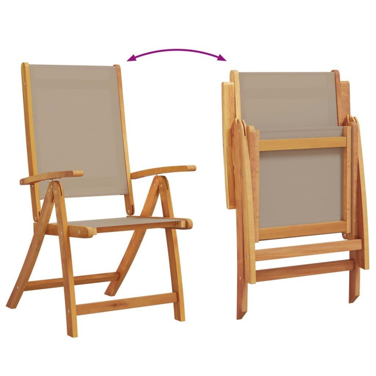 VIDAXL Chaises pliables de jardin lot de 8 bois d'acacia et textilene