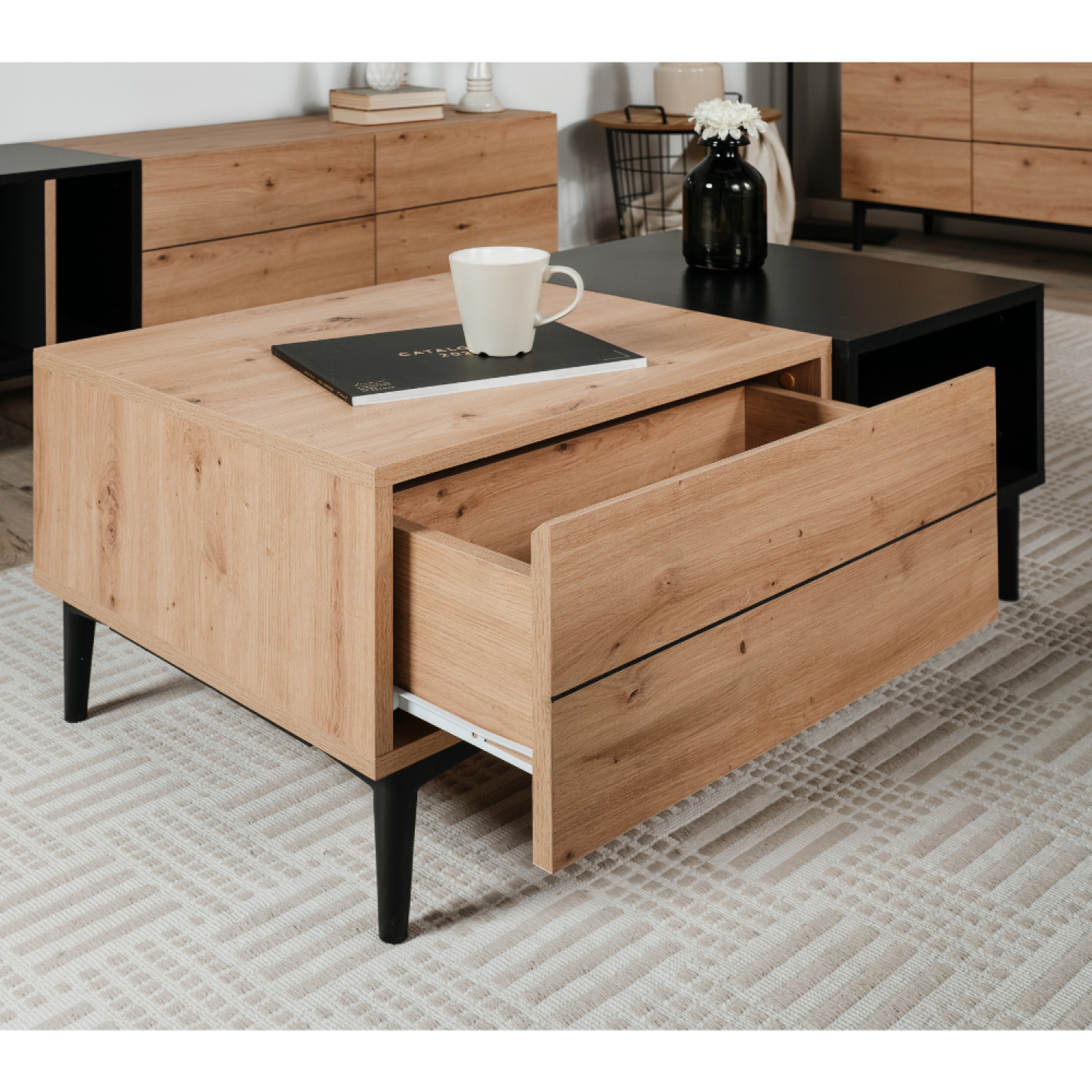 Voir la diapositive 6 : CONCEPT USINE Table basse style industriel avec rangements NOVI