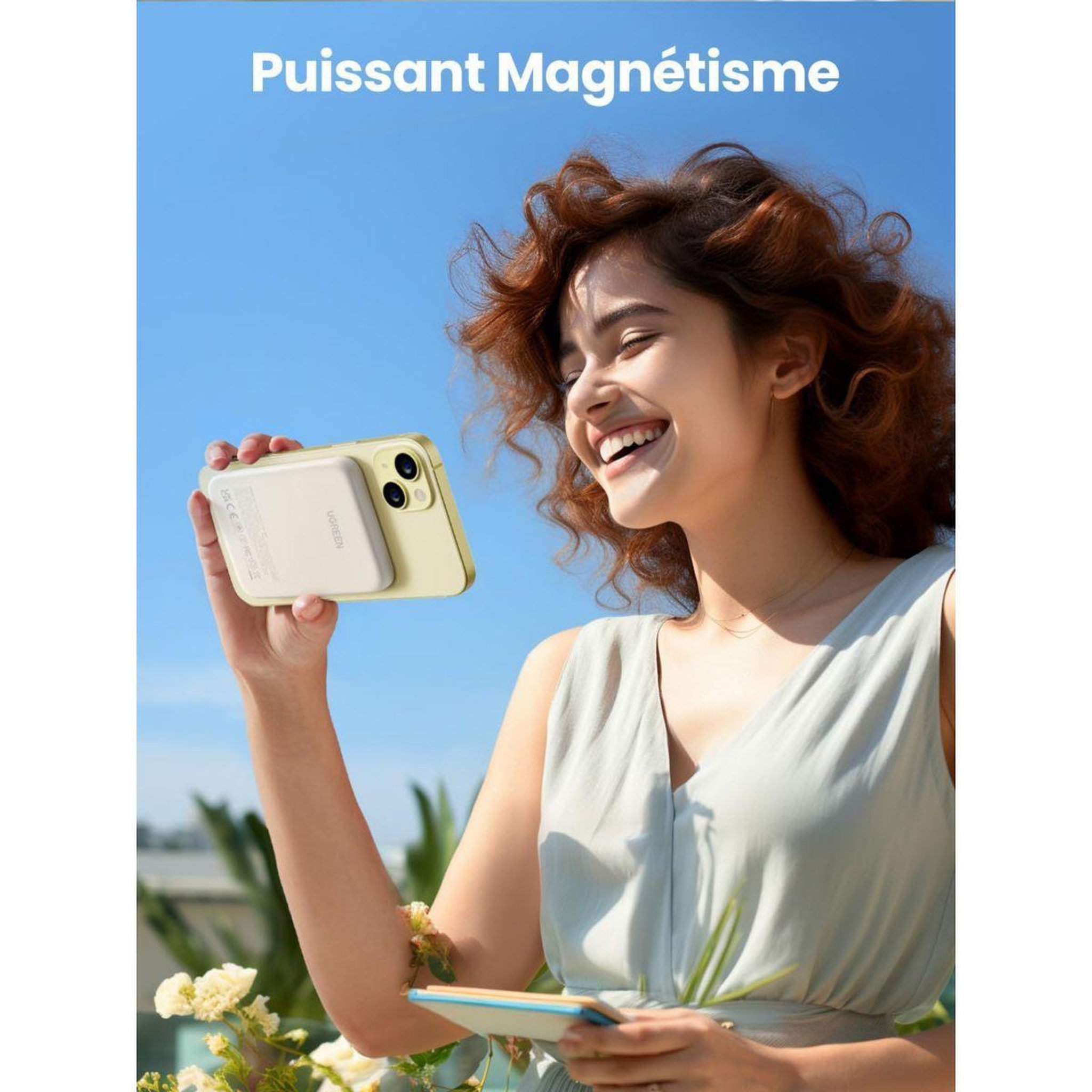 Voir la diapositive 5 : UGREEN Batterie externe MagSafe 5000mAh Crème