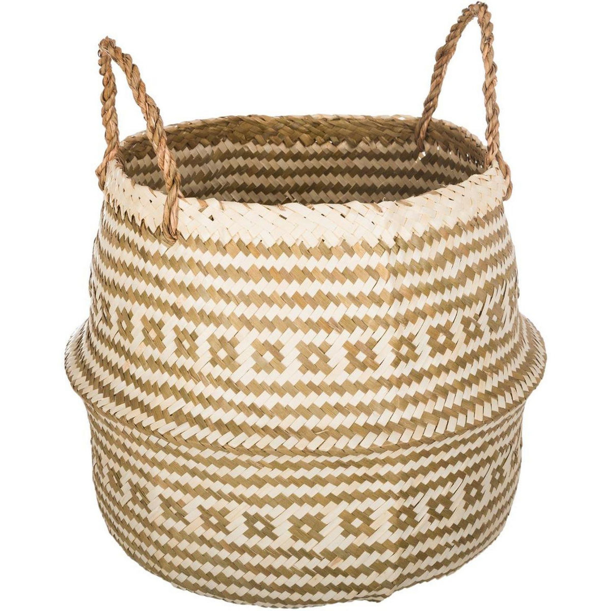 ATMOSPHERA Panier de rangement pliable à anses seagrass 40 cm blanc et Naturel