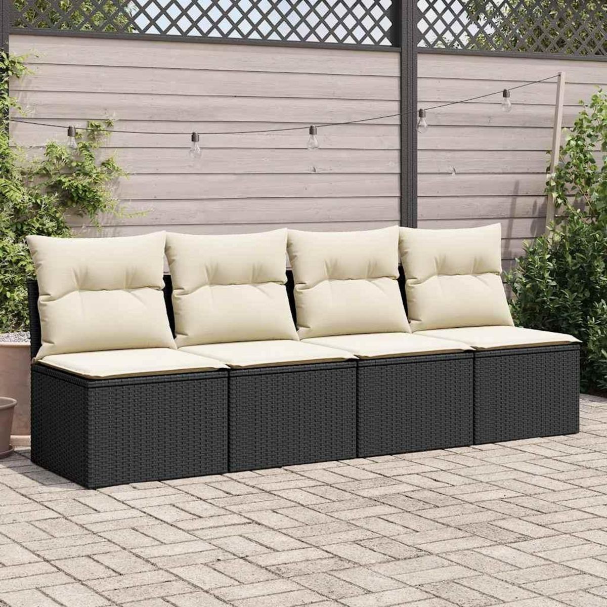 VIDAXL Salon de jardin avec coussins 2 pcs noir resine tressee acacia