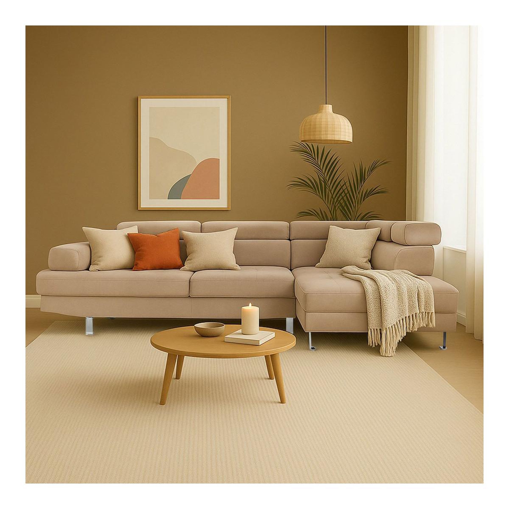 Voir la diapositive 6 : Paris Prix Canapé d'angle droit  têtière  260cm taupe