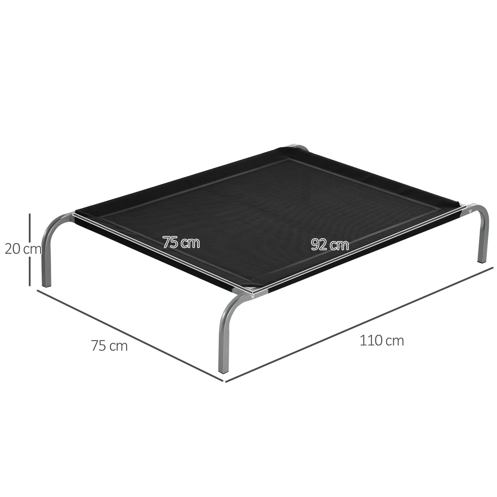 Voir la diapositive 3 : PAWHUT Lit pour chien chat xl grand confort sur pied - dim. 110 x 75 x 20 cm - métal gris textilène micro-perforé noir