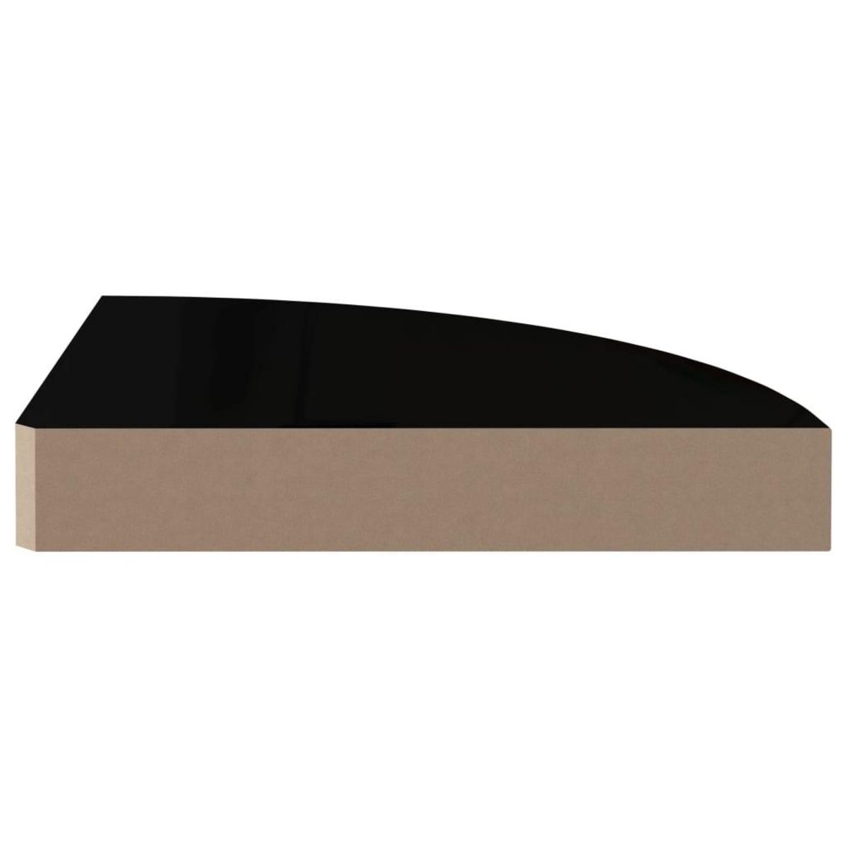 VIDAXL 323889 Floating Corner Shelf High Gloss Black 25x25x3,8 cm MDF