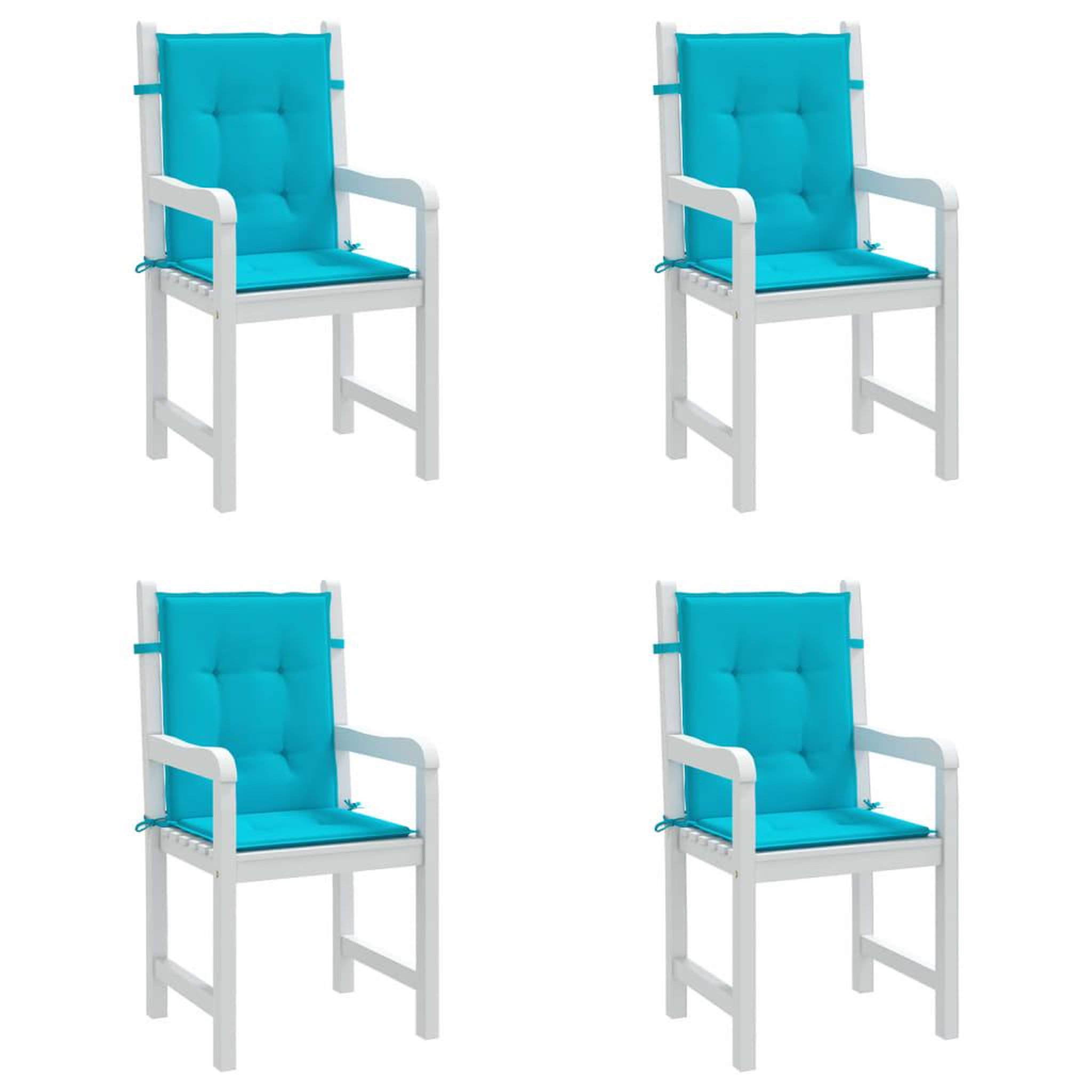 Voir la diapositive 4 : VIDAXL Coussins de chaise a dossier bas lot de 4 turquoise tissu