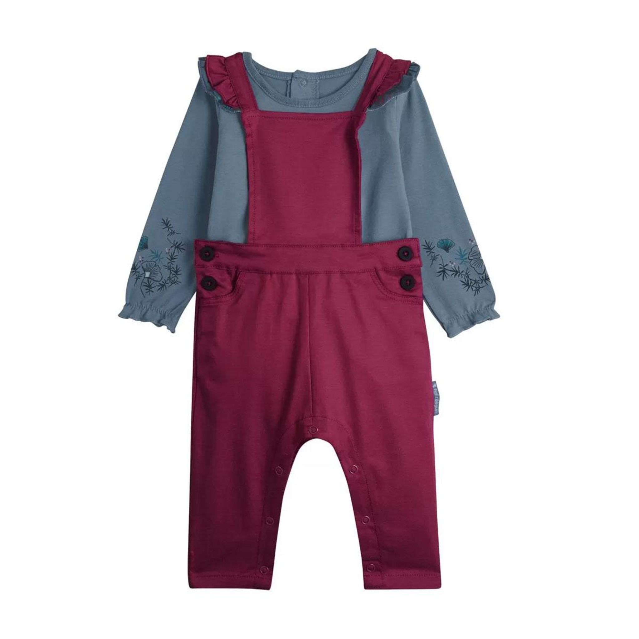 Ensemble Bébé Bulle De Bébé - 3 Pièces (tee-shirt, Salopette, Chapeau) - Gris Rayé - Taille 3 Mois