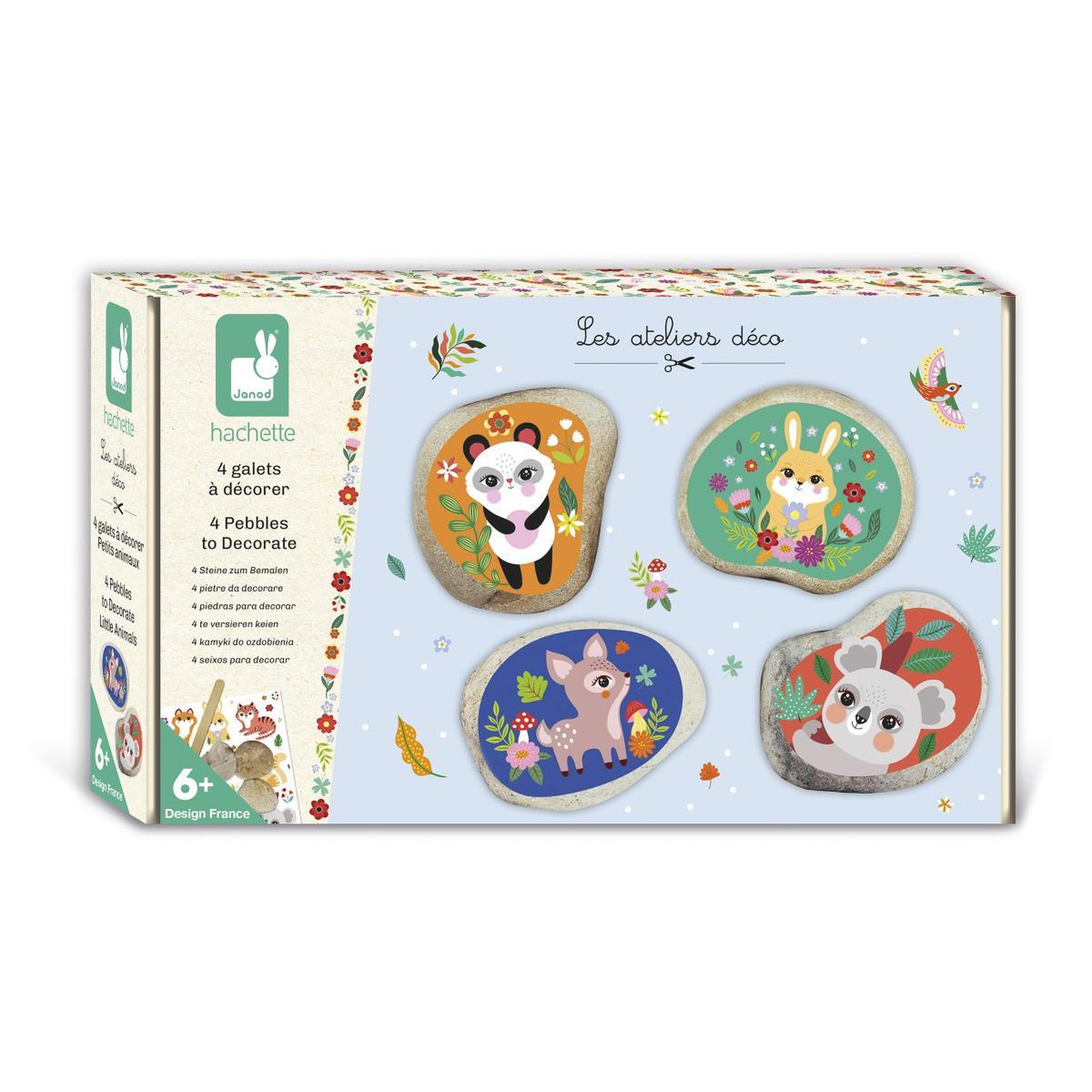JANOD Kit créatif - galets à décorer - petits animaux
