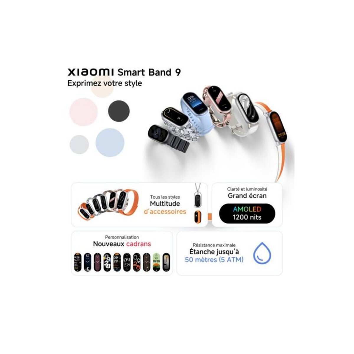 XIAOMI Bracelets connectés Xiaomi smart band 9 Rose