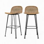 Rendez vous déco Lot de 2 chaises de bar 76 cm en résine tressée marron - Jigani. Coloris disponibles : Marron