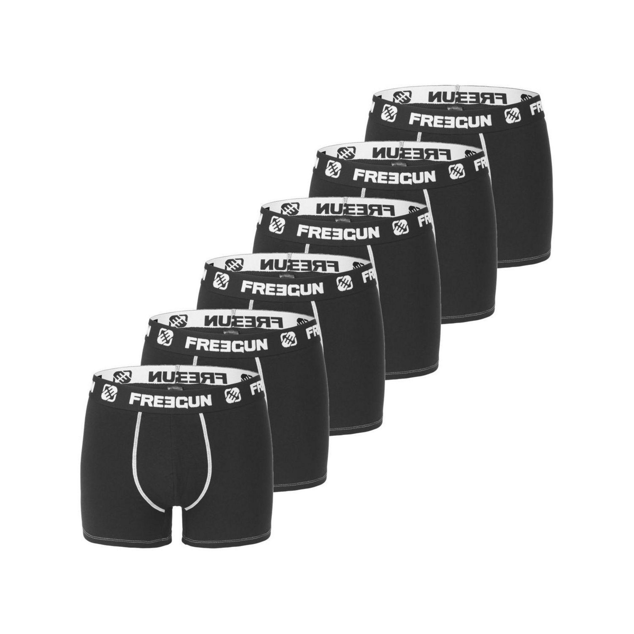 FREEGUN Lot de 6 Boxers homme microfibre. Coloris disponibles : Noir