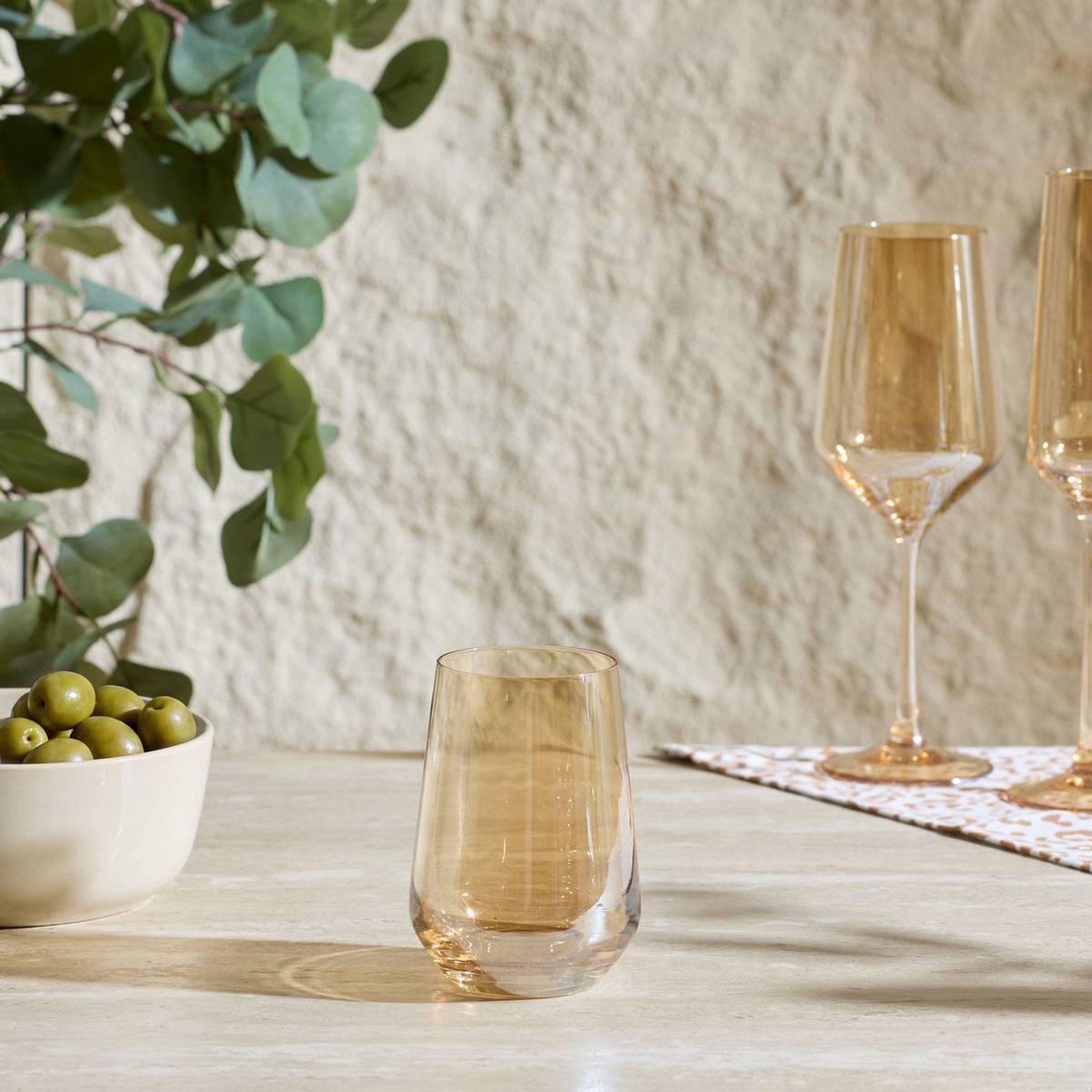 Voir la diapositive 3 : SECRET DE GOURMET Lot de 4 verres à eau  ambre  41cl ambre