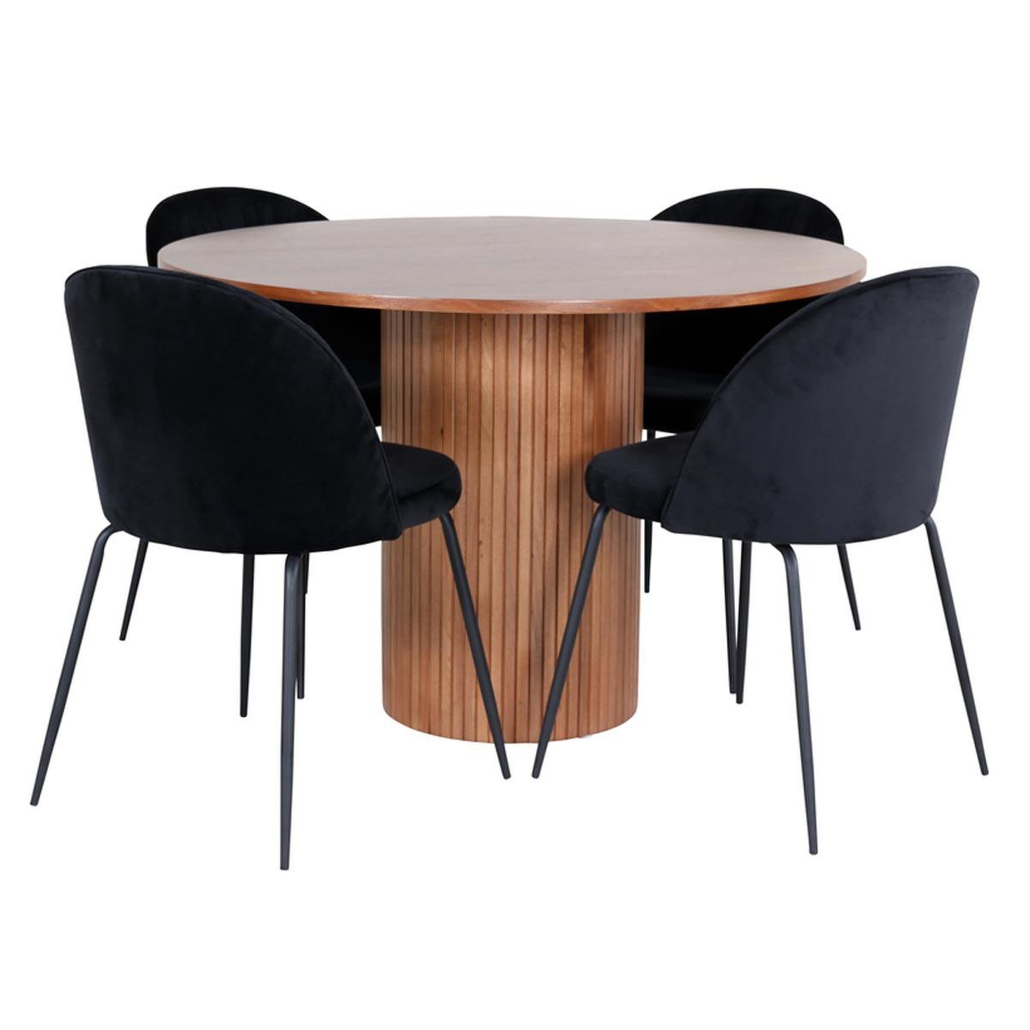 Paris Prix Ensemble table à manger & 4 chaises  bianca & wrinkles  110cm noyer & noir
