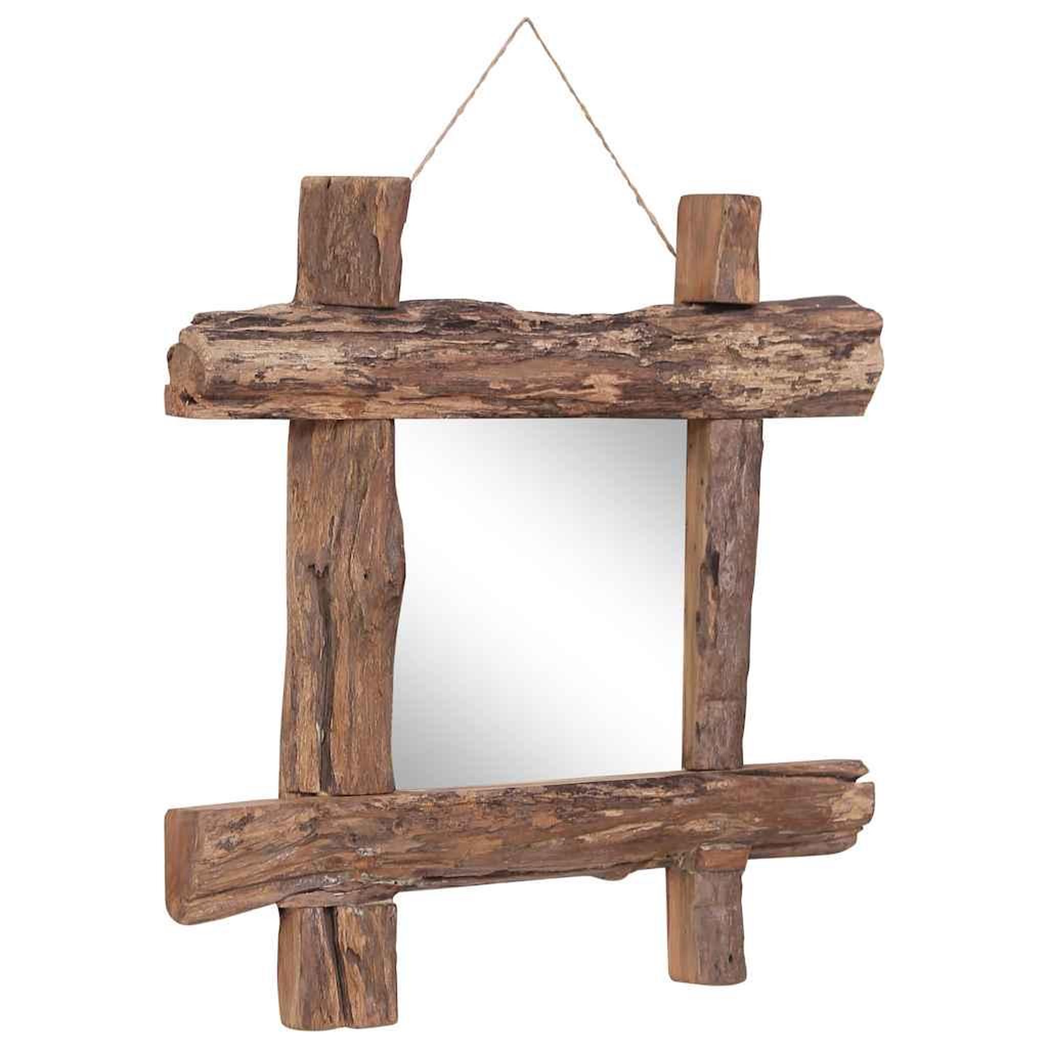 Voir la diapositive 2 : VIDAXL Miroir a buches naturel 50x50 cm bois de teck recycle