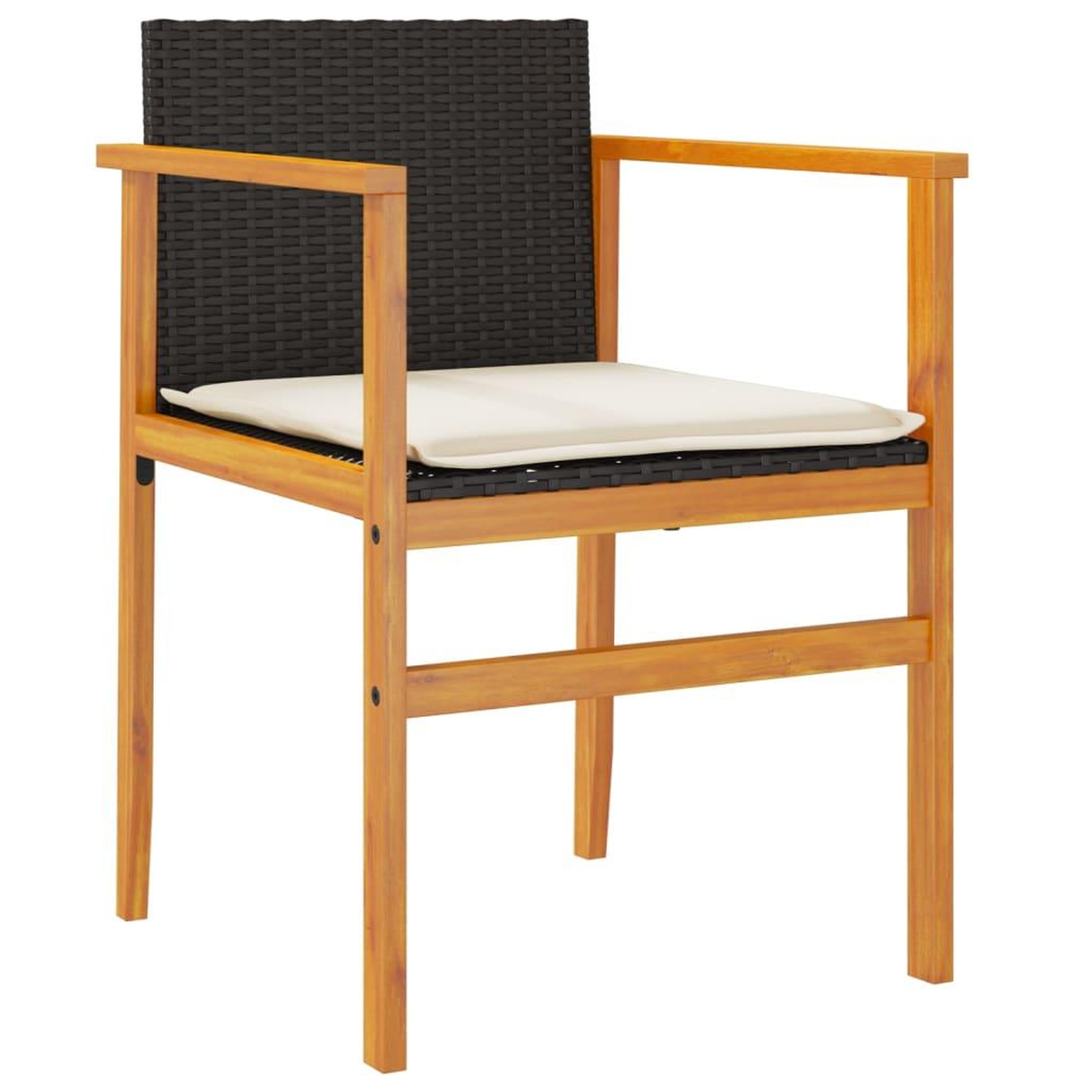 Voir la diapositive 4 : VIDAXL Chaises de jardin coussins lot de 2 noir resine tressee et bois