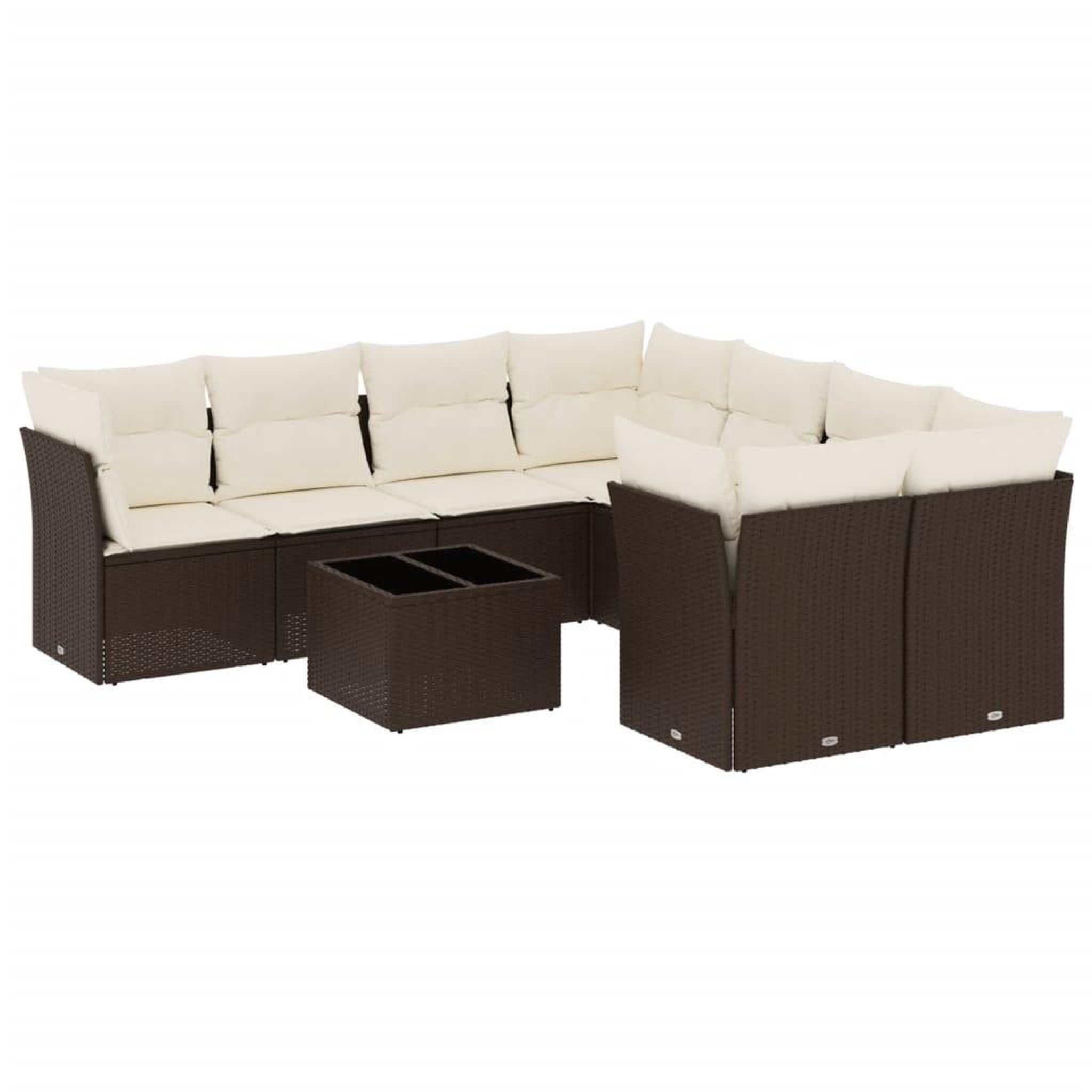 Voir la diapositive 2 : VIDAXL Salon de jardin avec coussins 9 pcs marron resine tressee