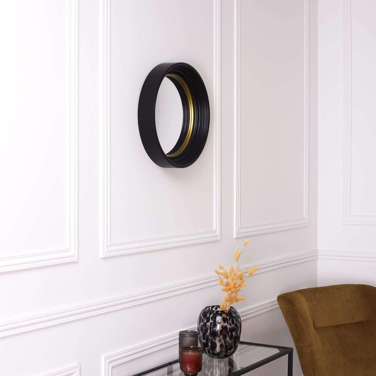 The Home Deco Factory Miroir convexe Diam. 40,5 cm - Noir et Doré