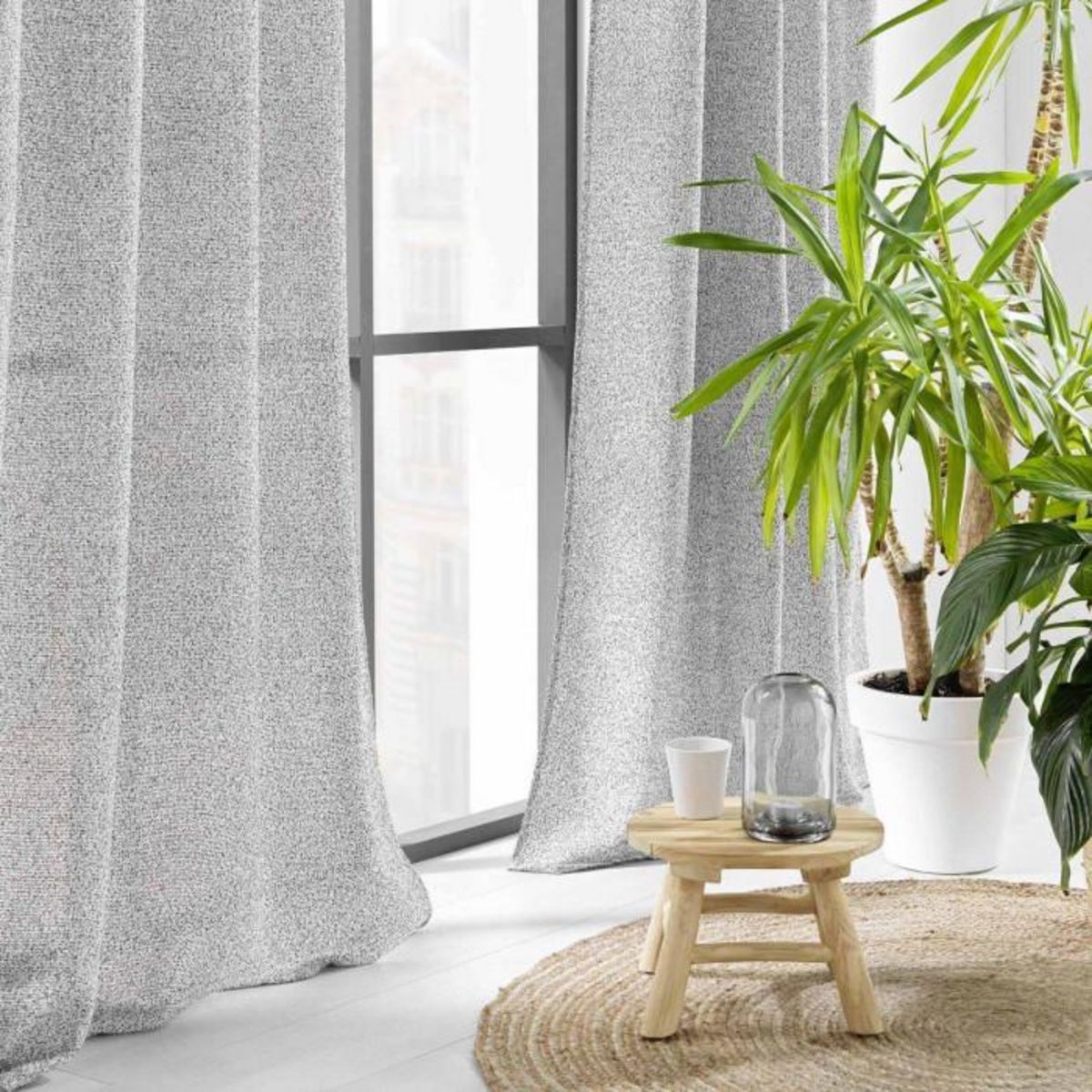 Paris Prix Rideau Voilage à Œillets  Loulaine  140x280cm Gris