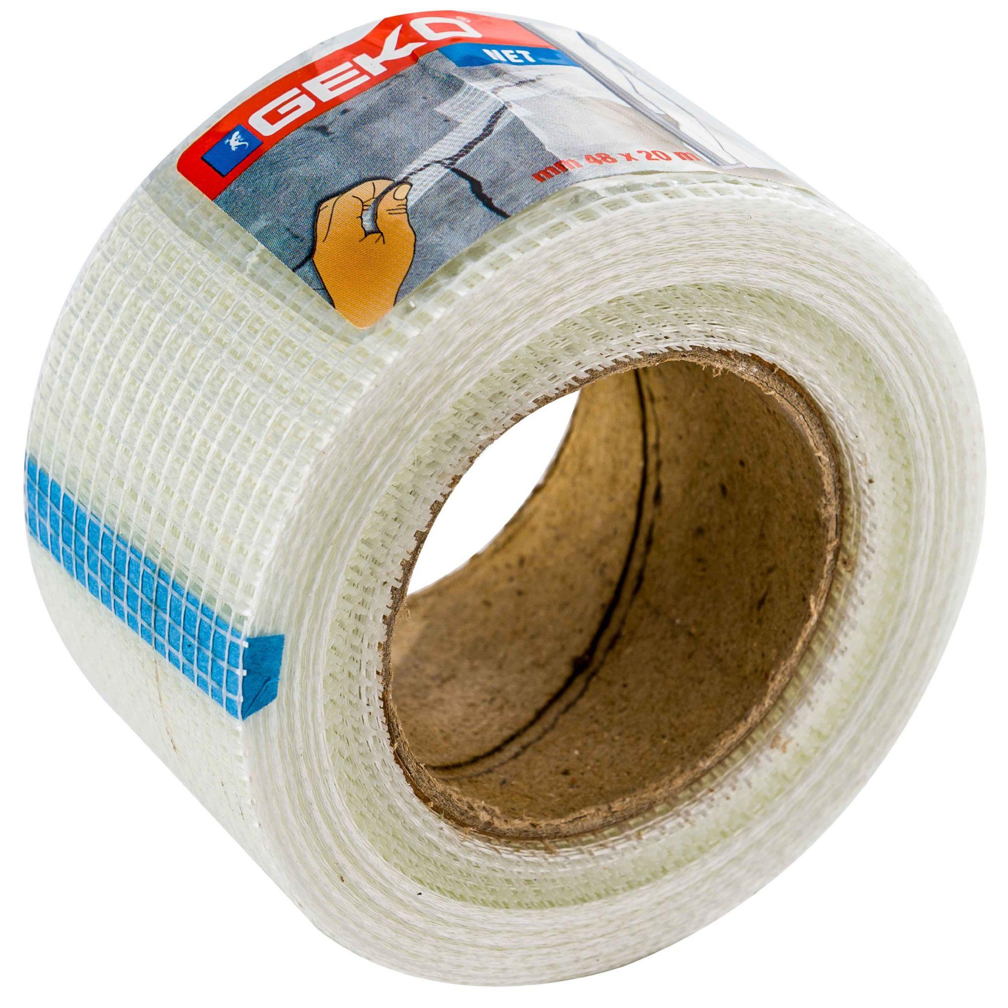 Voir la diapositive 2 : Geko Bande Adhésive GEKO Anti-fissures Plâtre 48mm - 20m