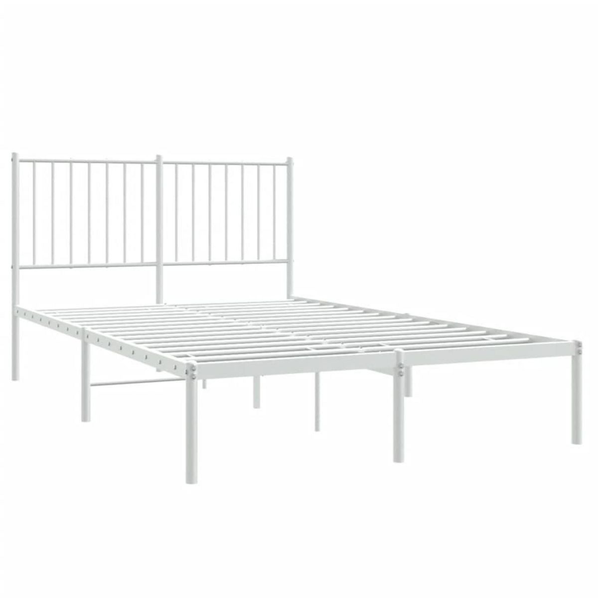 VIDAXL Cadre de lit metal sans matelas et tete de lit blanc 120x190 cm